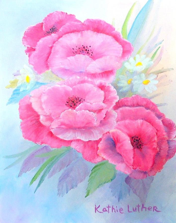 Poppies and Daisies Painting by Kathleen Luther