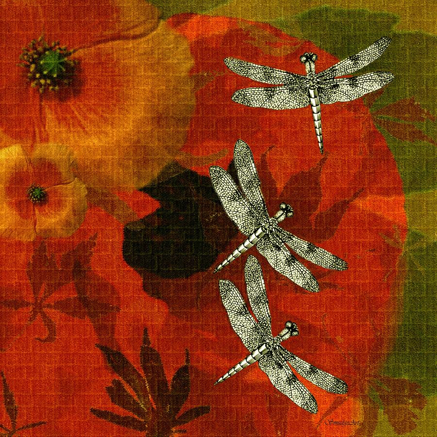 Poppies and Dragonflies Painting by Madeline  Allen - SmudgeArt