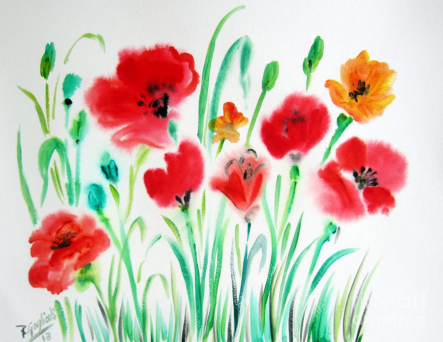 Poppies and poppies Painting by Roberto Gagliardi