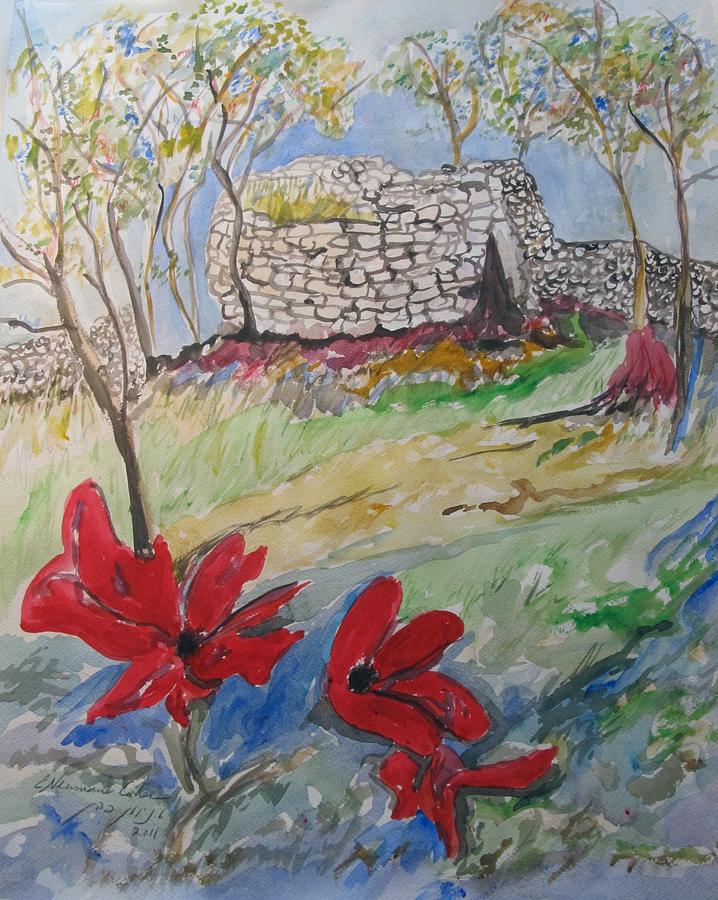 Poppies and Ruins Painting by Esther Newman-Cohen