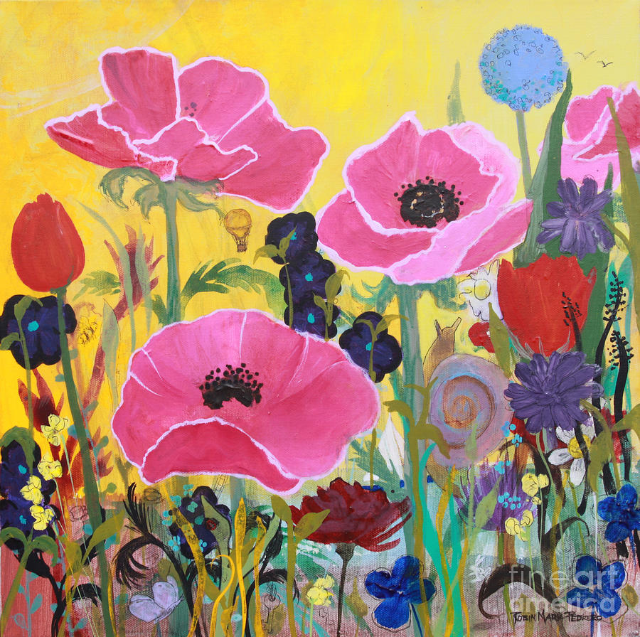 Poppies and Time Traveler Painting by Robin Pedrero