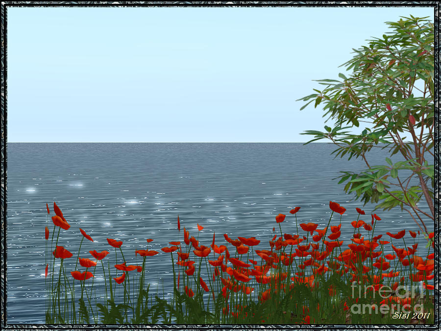 Poppies at the seaside Digital Art by Susanne Baumann
