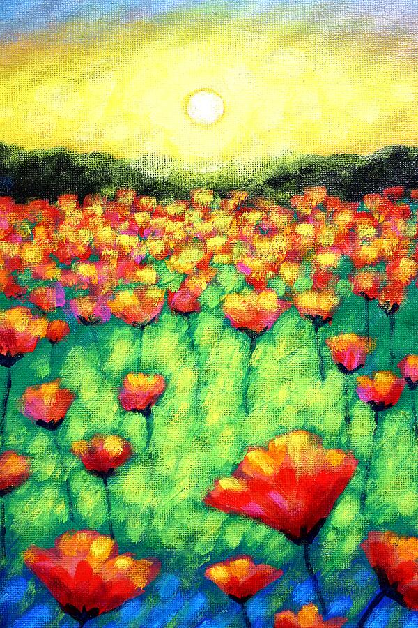 Acrylic Painting - Poppies At Twilight Cropped Version by John Nolan Acrylic Painting - Poppies At Twilight Cropped Version by John Nolan