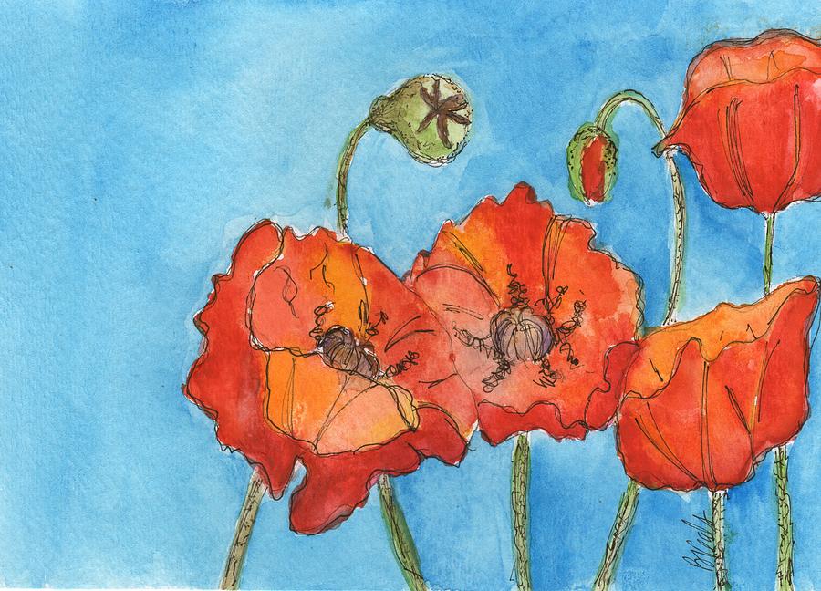 Flower Painting - Poppies by Bev Veals