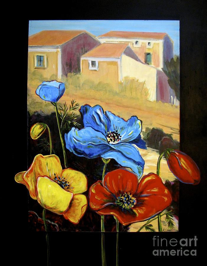 Poppies Citiscape Painting by Italian Art