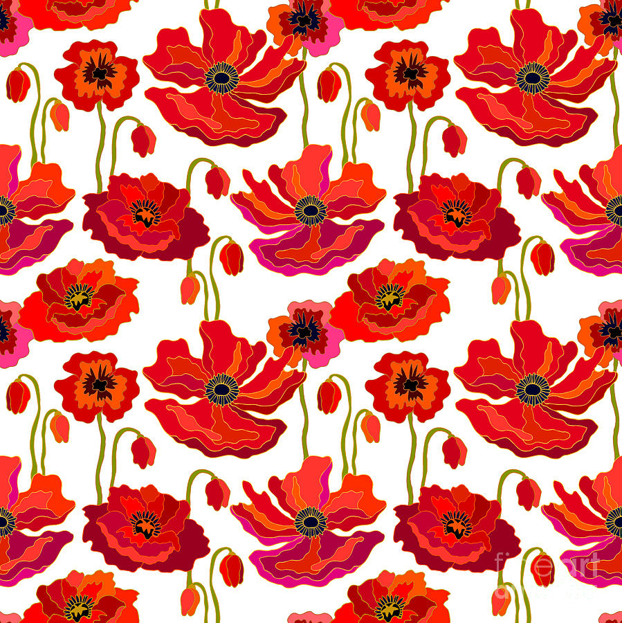 Artsy Digital Art - Poppies Field Seamless Vector Pattern by Svetlana Kononova Artsy Digital Art - Poppies Field Seamless Vector Pattern by Svetlana Kononova