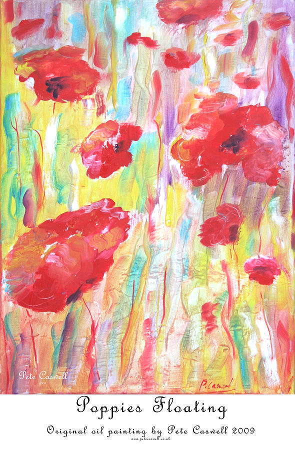 Poppies Floating Painting by Pete Caswell