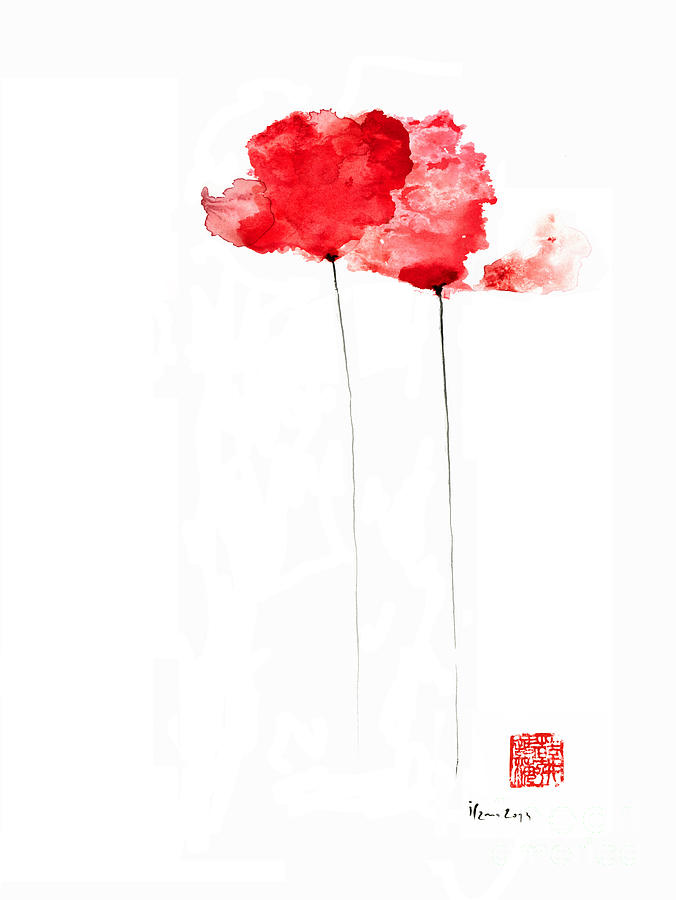 POPPIES Flowers Orange Red Poppy Flower watercolor painting Painting by