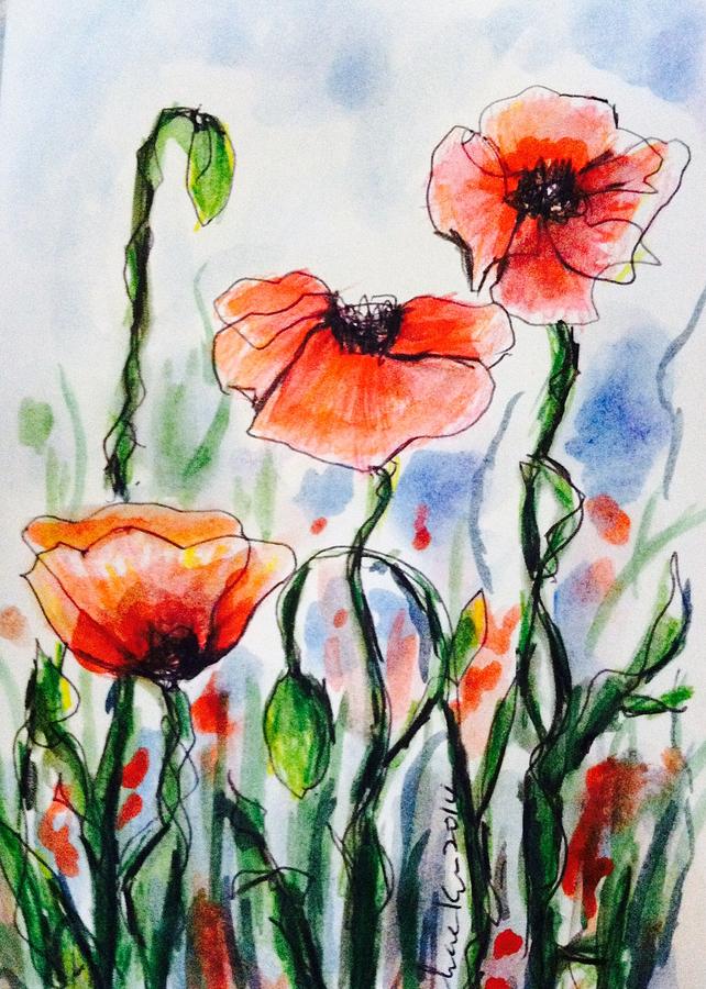 Poppies garden  Painting by Hae Kim
