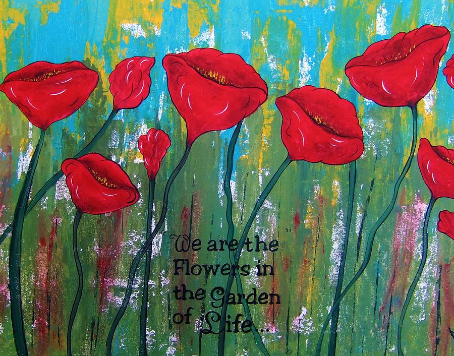Poppy Painting - Poppies Garden of Life Series abstract by Cindy Micklos