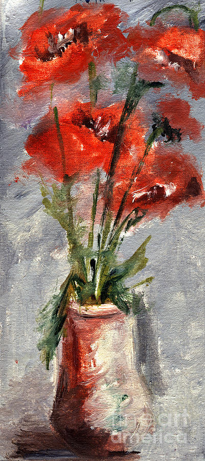 Poppies in Red flame Painting by Daliana Pacuraru