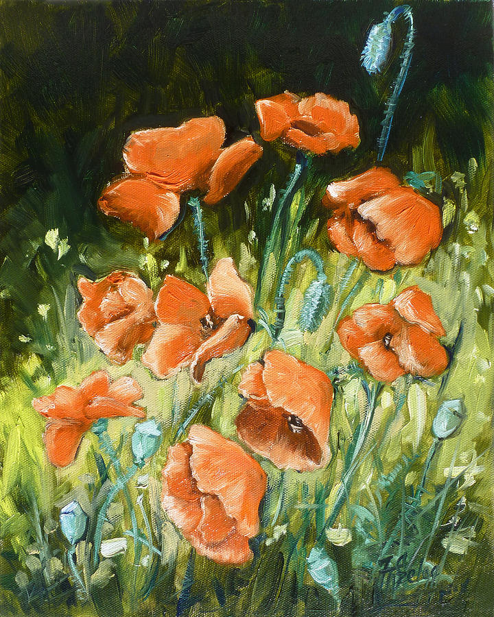 Poppies in the forest Painting by Irek Szelag