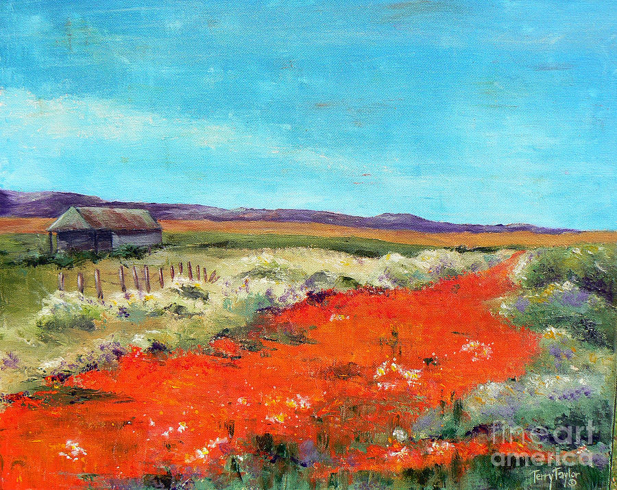 Poppies in the Meadow Painting by Terry Taylor