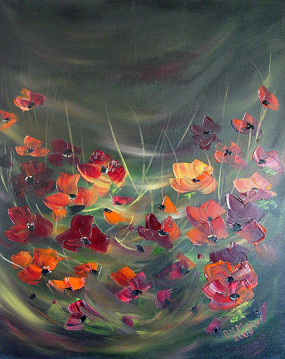 Poppies in the Shadow Painting by Dorothy Maier