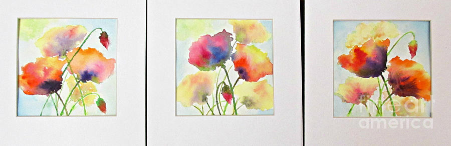 Poppies in Three Painting by Janet Cruickshank