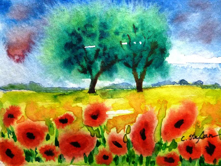Poppies in Tuscany Painting by Cristina Stefan