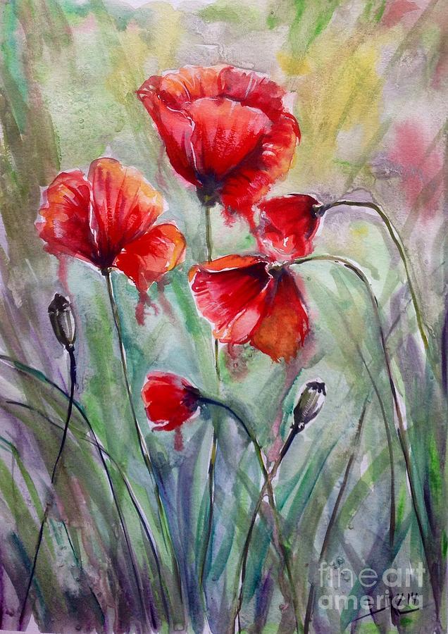 Poppies Painting by Katerina Kovatcheva