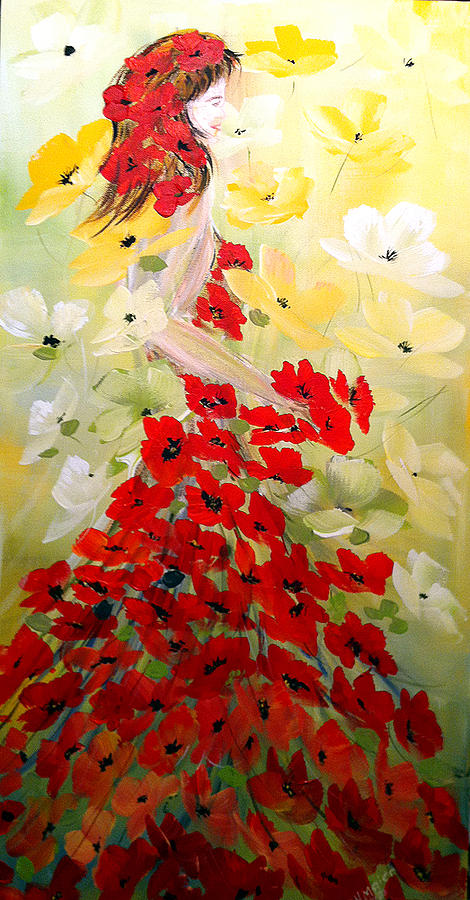 Poppies Lady Painting by Dorothy Maier