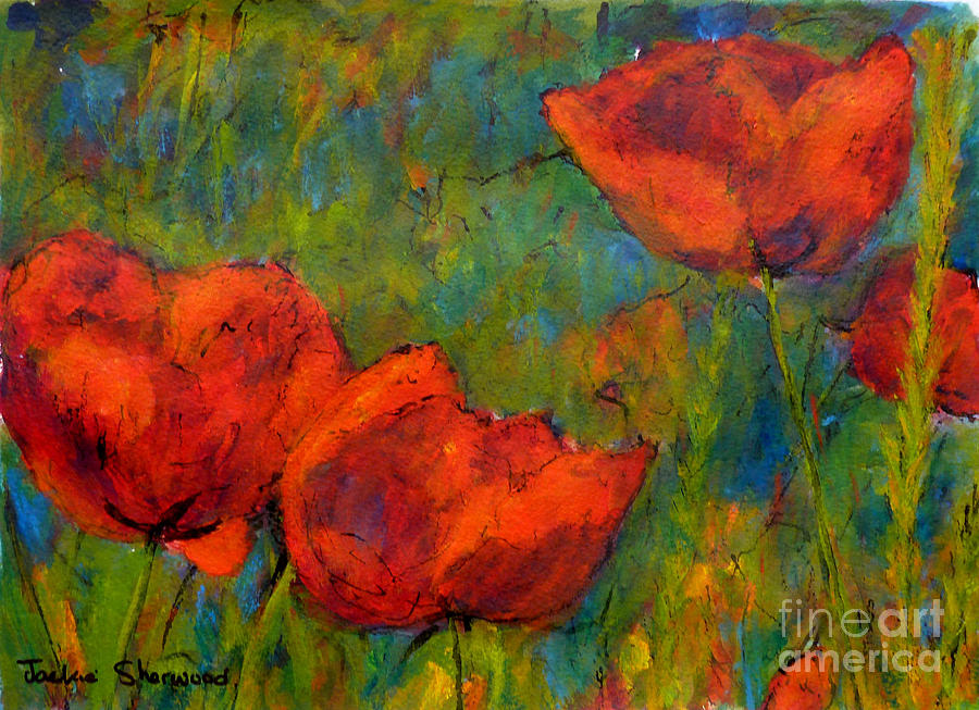 Poppies No 2 Painting by Jackie Sherwood