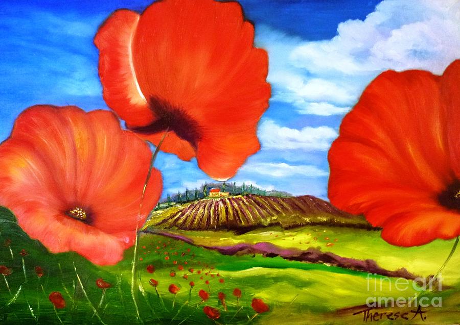 Poppy Painting - Poppies of Provence by Therese Alcorn