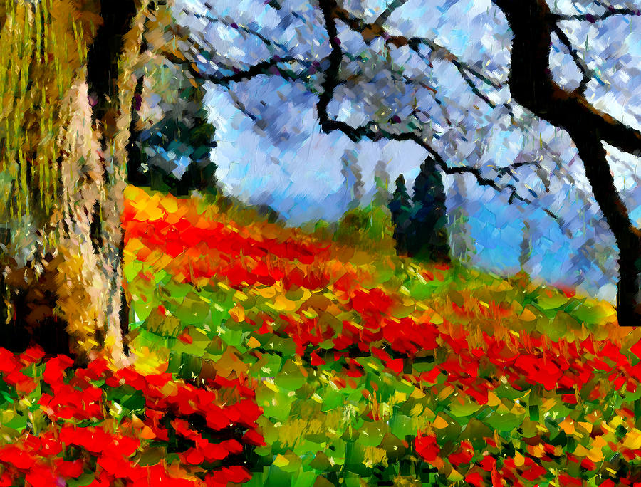 Impressionism Painting - Poppies On A Hill by Georgiana Romanovna