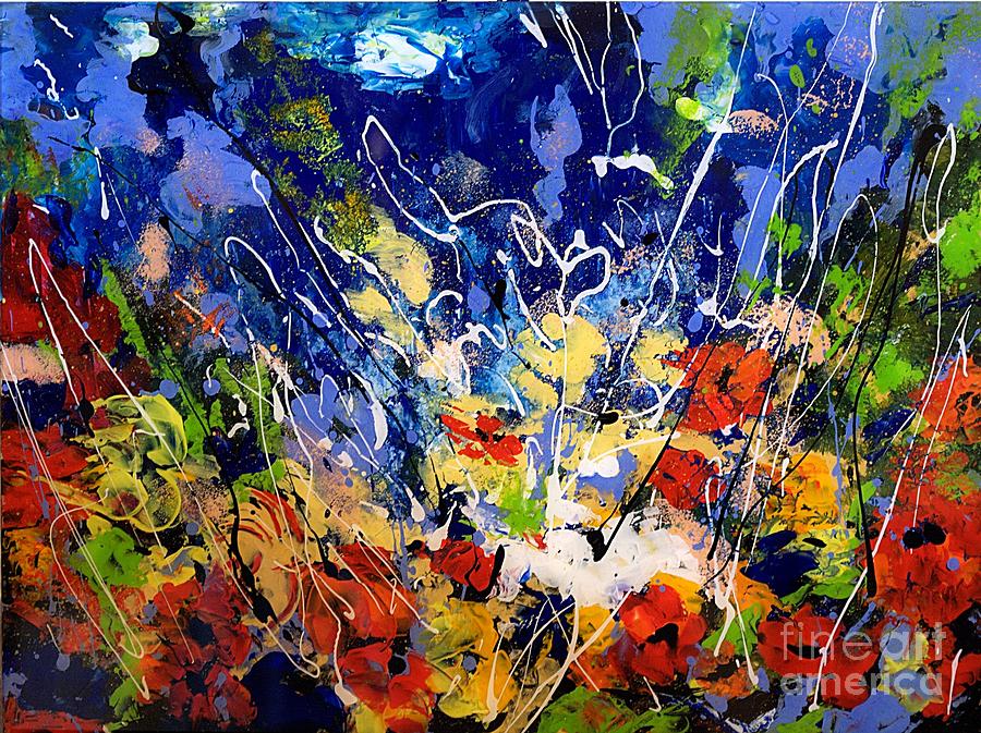 Poppies on glass Painting by Lidija Ivanek - SiLa