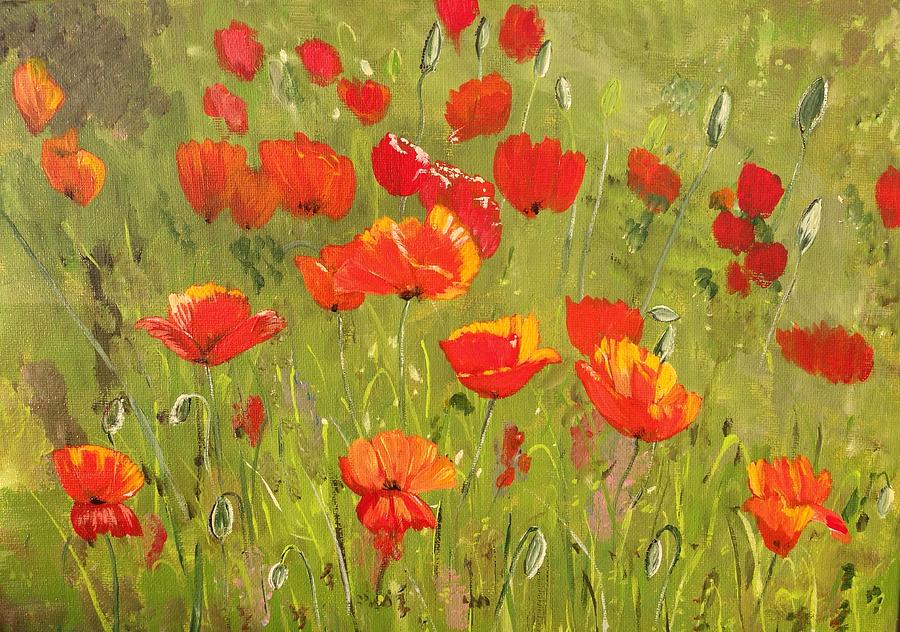 Poppies Painting by Sheena Saighal - Fine Art America