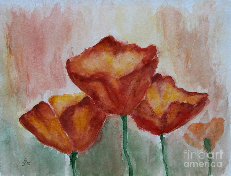 Poppies - Watercolor Painting Painting by Christiane Schulze Art And Photography