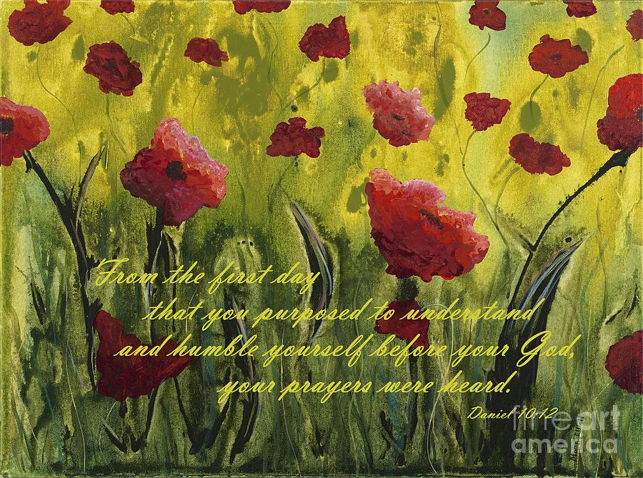 Poppies With Scripture Painting By Mona Elliott - Fine Art America