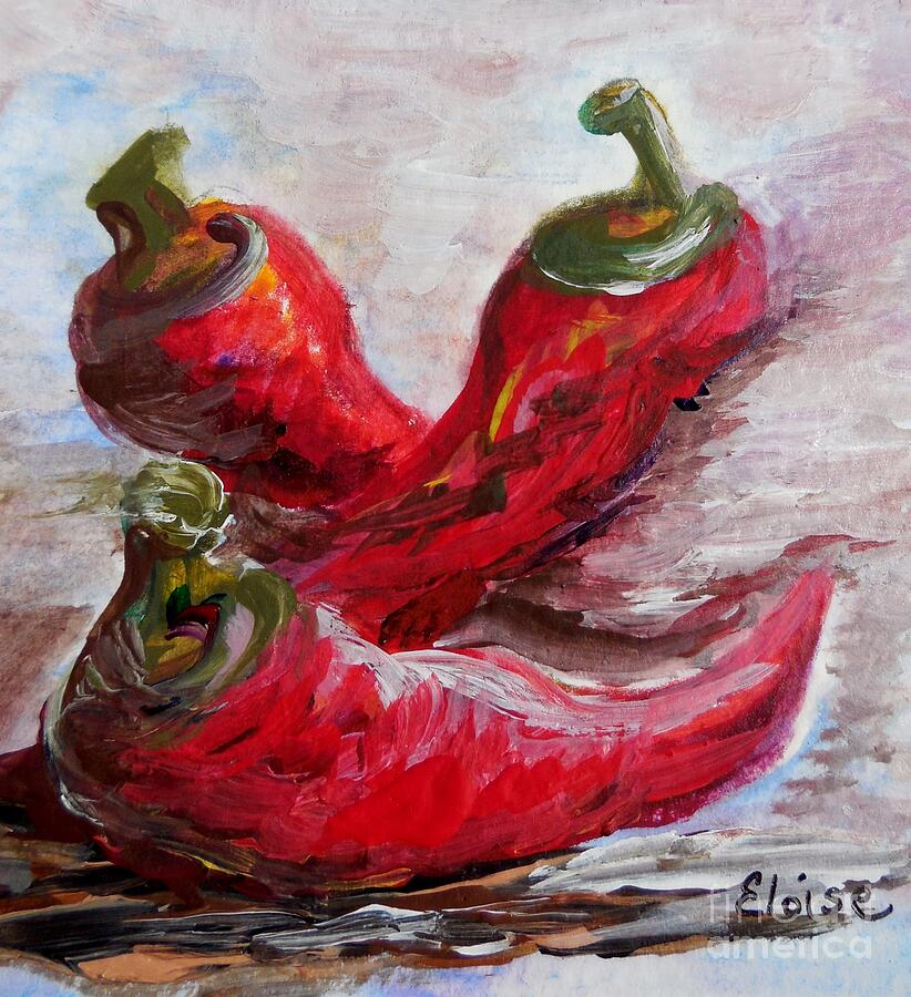 Poppin Peppers Painting by Eloise Schneider Mote