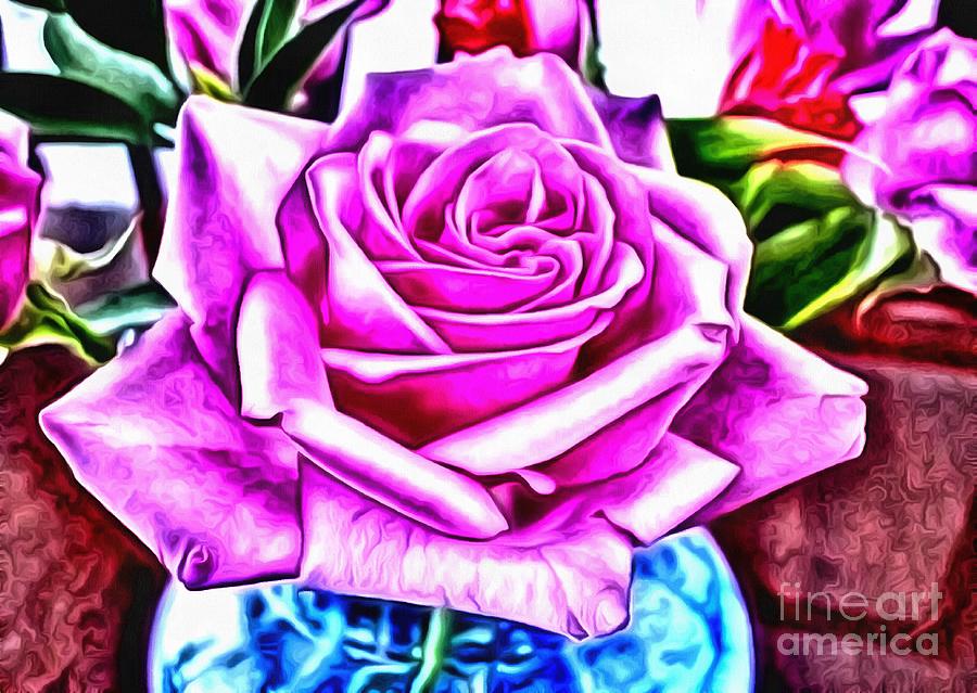 Red Painting - Poppin Purple Rose by Catherine Lott