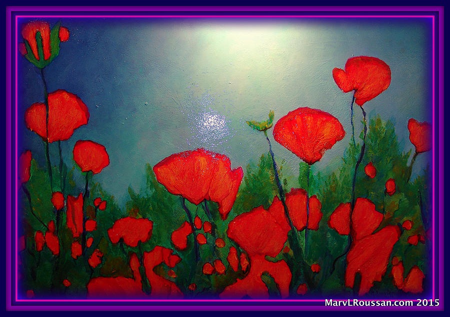 Flower Painting - Popping Poppies by MarvL Roussan