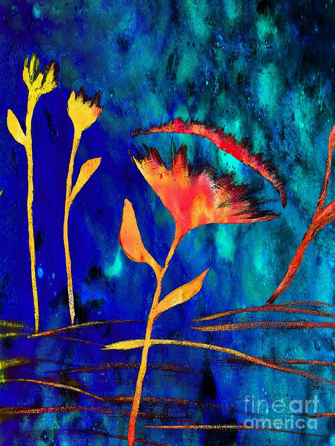 Flower Painting - Poppy at Night Abstract 2 by Barbara A Griffin