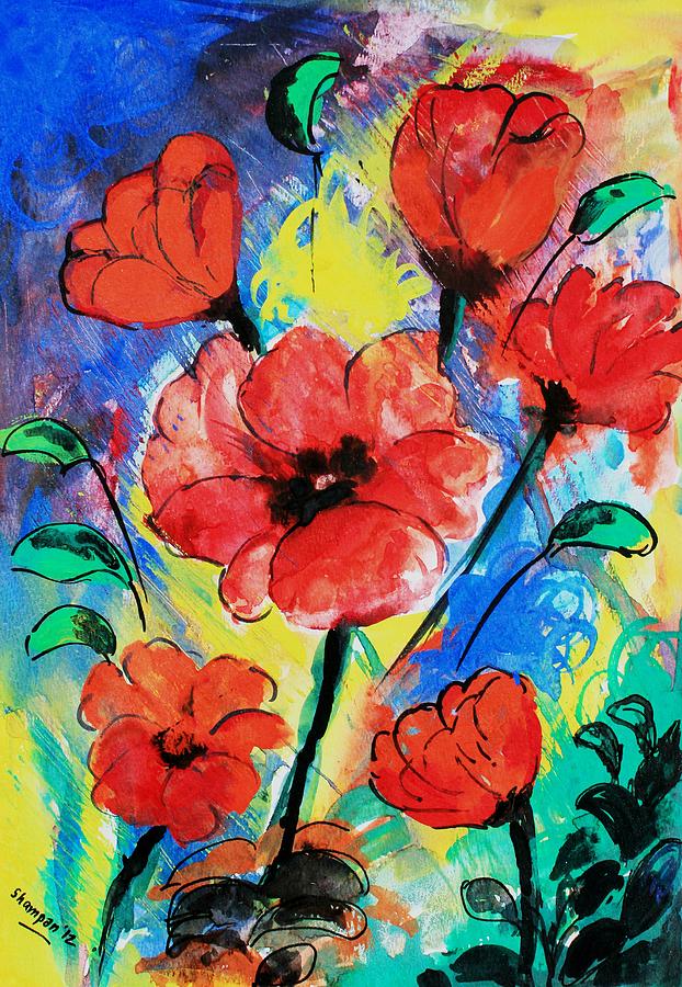 Poppy Painting - Poppy blossom by Shakhenabat Kasana