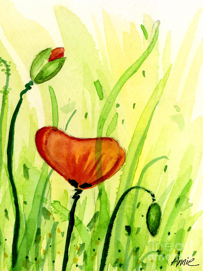 Poppy Painting - Poppy Field 2 of 2 by Annie Troe