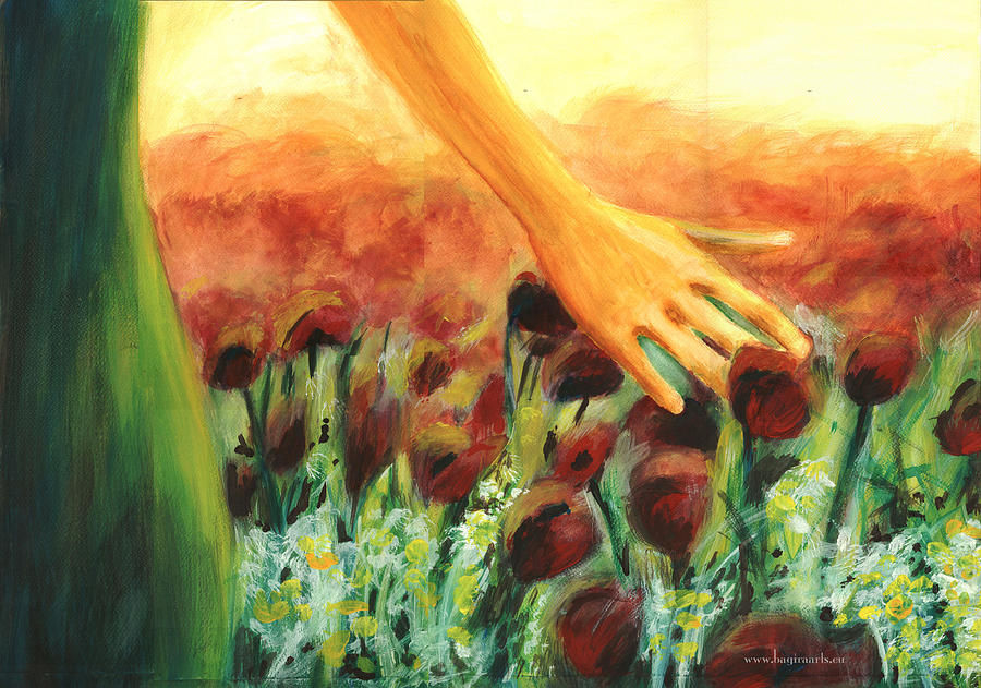 Poppy Painting - Poppy field by Edina Varga