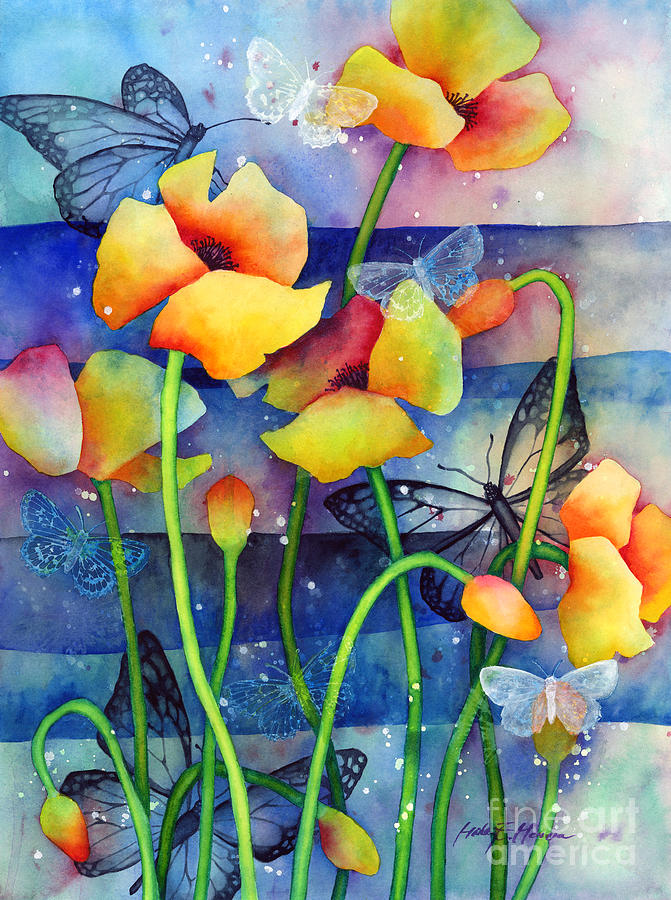 Poppy Field - Butterflies Painting