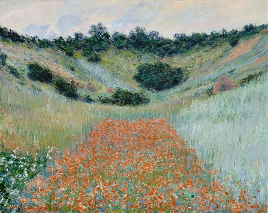 Claude Monet Painting - Poppy Field in a Hollow near Giverny by Claude Monet