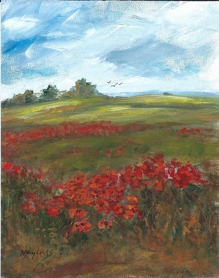 Poppy Field Painting by Nancy Lucks - Fine Art America