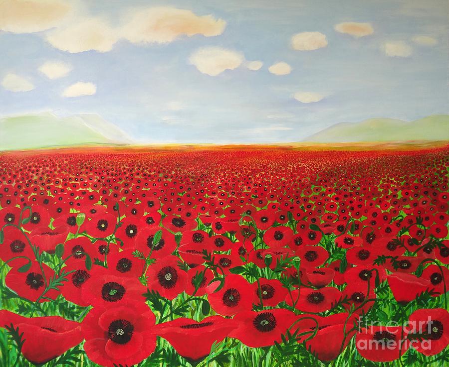Poppy Fields Painting by Karen Jane Jones