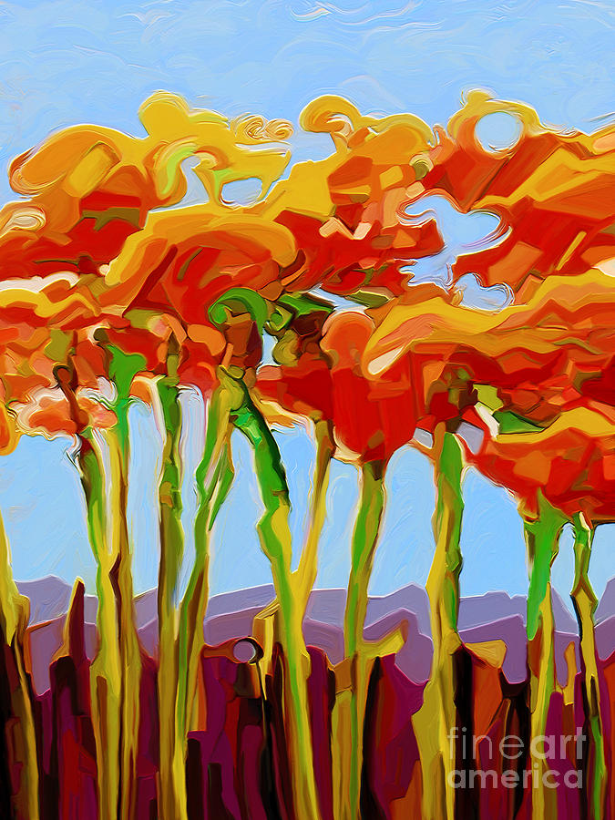 Poppy Painting - Poppy Flutter 1 by Dorinda K Skains