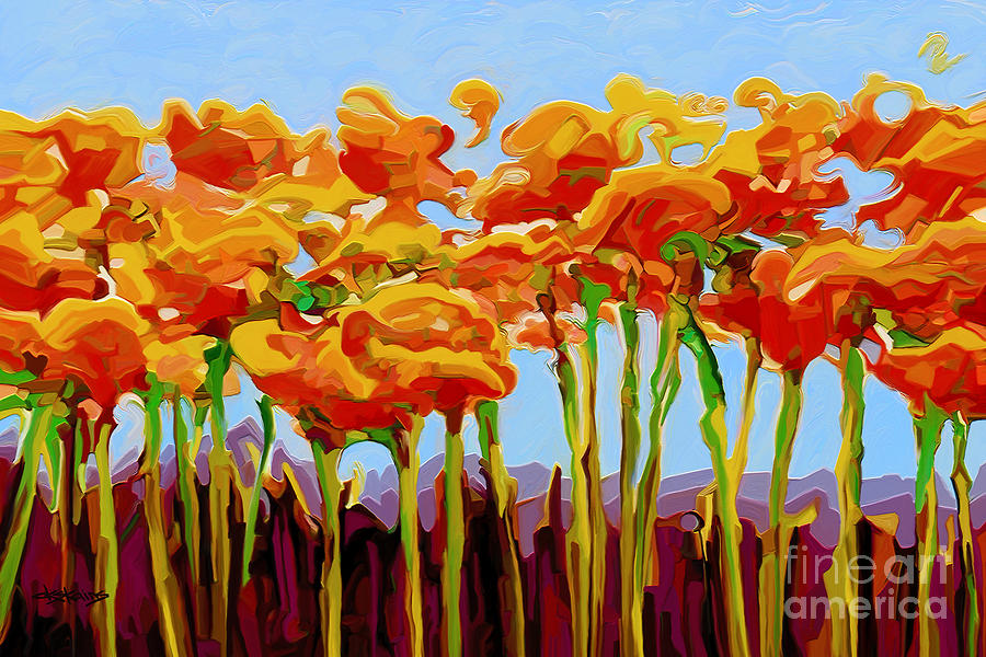 Poppy Painting - Poppy Flutter 2 by Dorinda K Skains