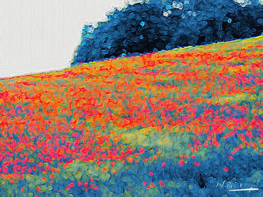 Nature Digital Art - Poppy Hill by Nikki Keep
