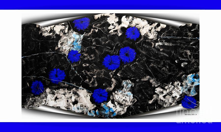 Poppy Jasper Stone Painting with Blue Borders Painting by Barbara A Griffin