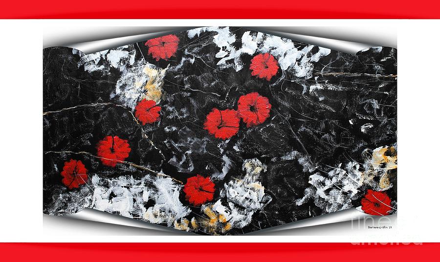 Poppy Jasper Stone Painting with Red Borders Painting by Barbara A Griffin