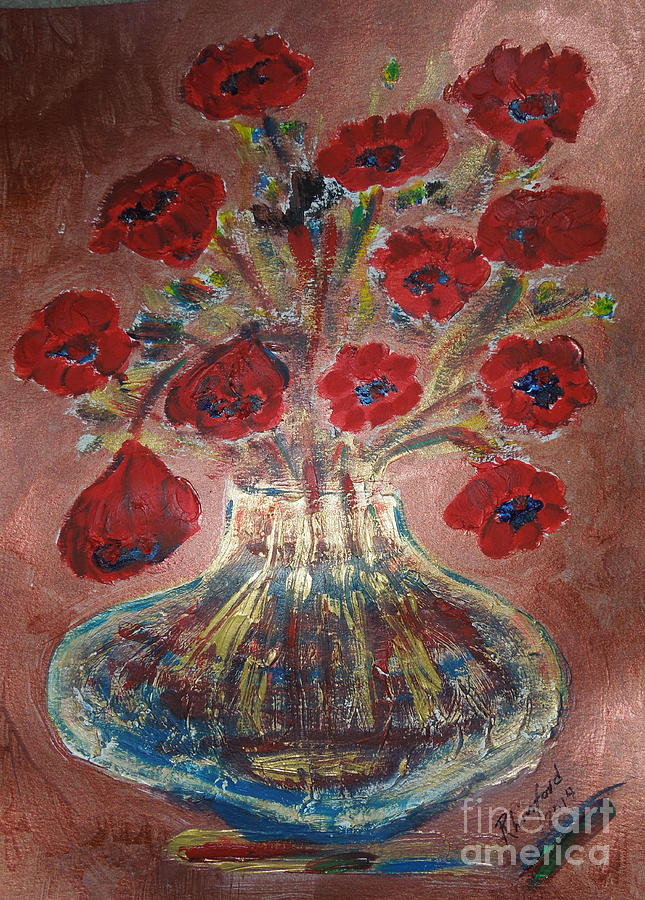 Poppys Painting by Richard W Linford