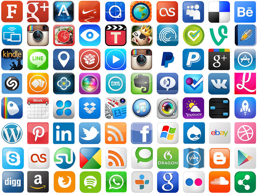 Popular App Icons On White Photograph by Warchi