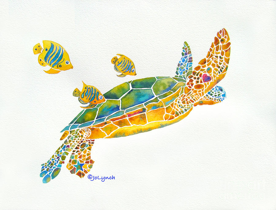 Fish Painting - Popular Sea Turtle by Jo Lynch