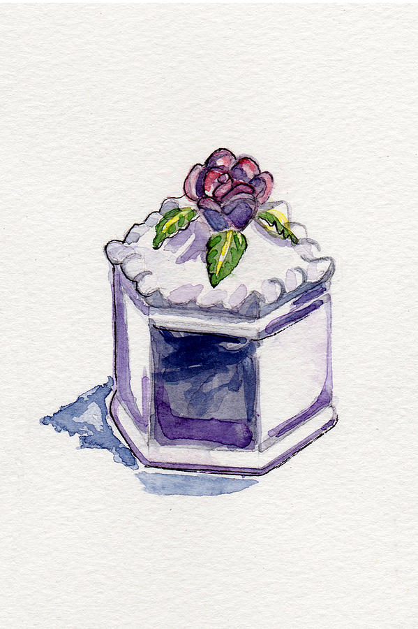 Porcelain Box With Rose Painting by Julie Maas