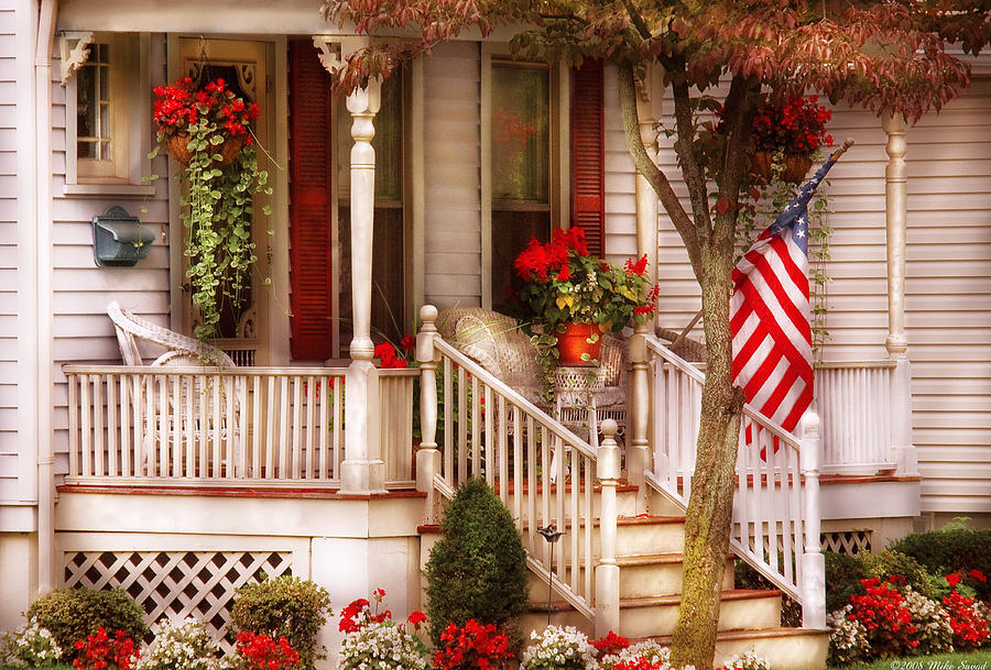 Flower Photograph - Porch - Americana by Mike Savad